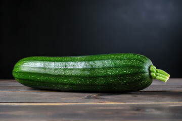 Fresh green zucchini on a wooden table close up