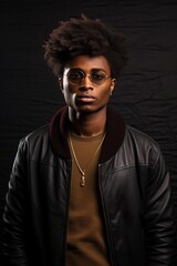 Obraz premium young handsome african american man with afro hairstyle, stylish hipster male