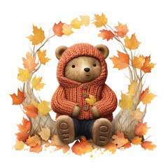 Teddy Bear png file,Cute Bear in Autumn,Autumn