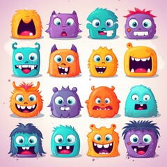 Fototapeta premium cartoon caricatures with different colors, eyes