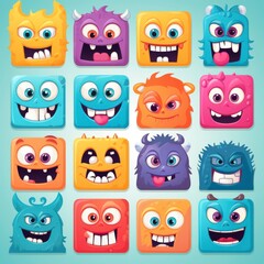 cartoon caricatures with different colors, eyes, ears