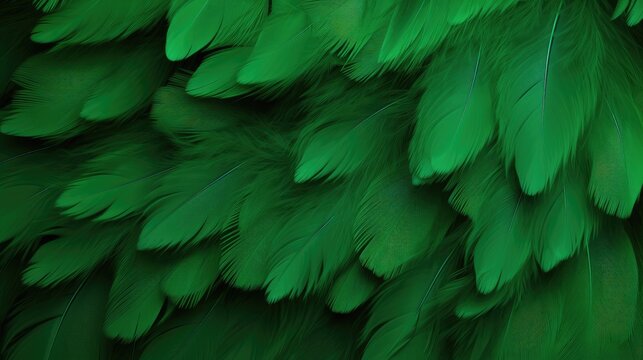 Beautiful abstract green feathers background, feather texture
