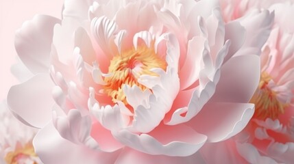 3D peonies flower pink and white color pastel volume.Generative AI
