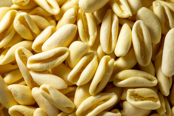 Sfondo di cavatelli freschi, pasta tipica campana, cibo italiano 