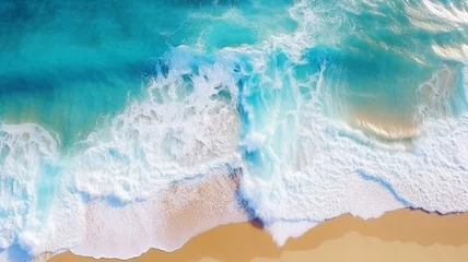 Zelfklevend Fotobehang view of the ocean waves from a top view © Daniel