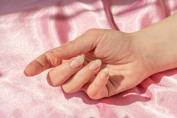 Natural nails without polish. Clear cuticles, hydrated skin. Traditional healthy nail care...