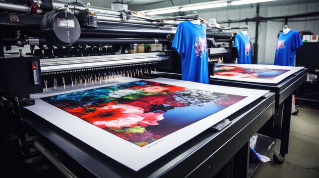 T-Shirt Printing Machine. Innovation shirt and textile printer. Production