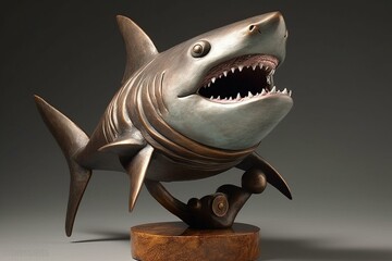 Shark with a distinctive hammer-shaped head. Generative AI