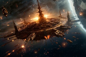an epic space conflict with battleships. Generative AI