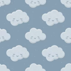 Dekokissen Cute seamless pattern with blue sleeping clouds for baby clothes © Zhanna