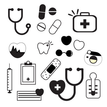 Set of medical equipment icons