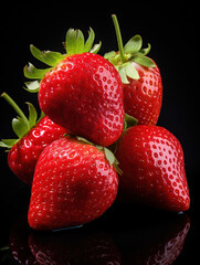 Strawberry Studio Shot isolated on clear background, Food Photography, Generative AI