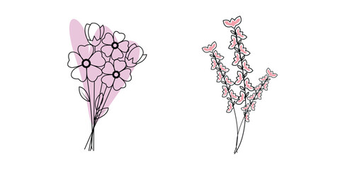 Vector hand-drawn or line art flower design