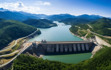 Obraz na płótnie Canvas Aerial view of a hydroelectric dam.