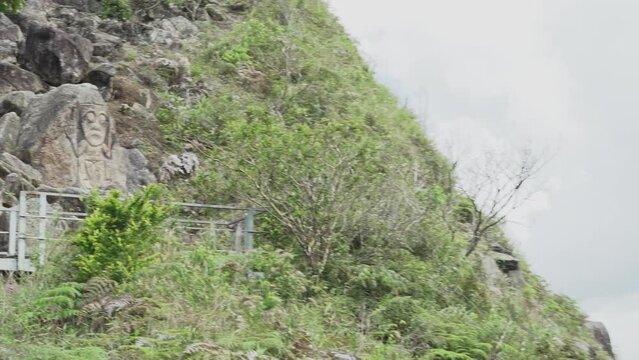 deep river valley of the Rio Magdalena at Chaquira close to San Agustin is popular travel destination in Colombia and known for its archaeological park with pre columbian megalithic stone sculptures.