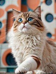 Classic Color Point Ragdoll Cat in a Relaxed Pose