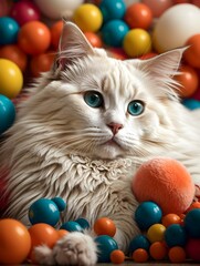 Fototapeta na wymiar Classic Color Point Ragdoll Cat in a Relaxed Pose