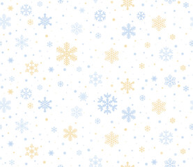 Seamless subtle snowflakes background. Vector snowflakes Christmas texture. Scandinavian Nordic style snowflakes  texture. - obrazy, fototapety, plakaty