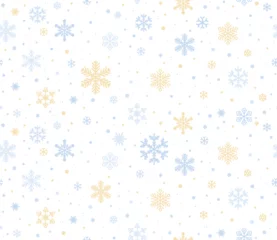 Foto op Aluminium Seamless subtle snowflakes background. Vector snowflakes Christmas texture. Scandinavian Nordic style snowflakes  texture. © Tupungato