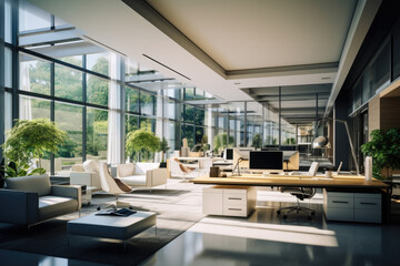Modern luxury office interior for working background, Open space office with modern design, indoor...