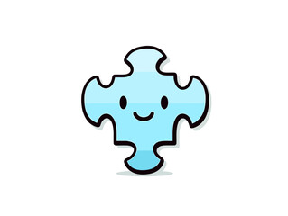 Doodle Single puzzle piece, cartoon sticker, sketch, vector, Illustration, minimalistic