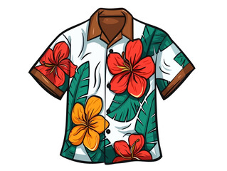 Doodle Aloha shirt, cartoon sticker, sketch, vector, Illustration, minimalistic