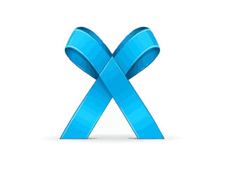 Doodle Blue Autism Awareness Ribbon, cartoon sticker, sketch, vector, Illustration, minimalistic