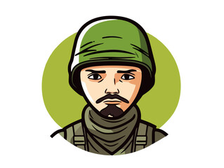 Doodle Vietnam War soldier, cartoon sticker, sketch, vector, Illustration, minimalistic