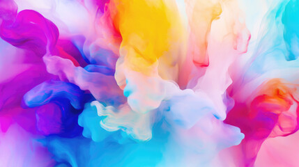 Beautiful abstract background with colorful shades of acrylic ink in water. Colorful steam clouds backdrop. Festival of colors. Color Explosion background for your design