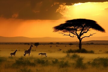 Fototapeta na wymiar african savannah. Generative AI