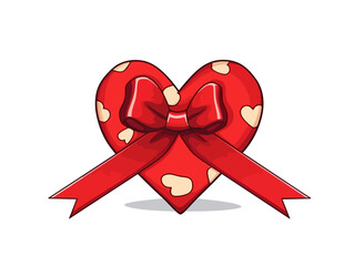 Doodle Ribbon with Heart and Puzzle Piece, cartoon sticker, sketch, vector, Illustration, minimalistic