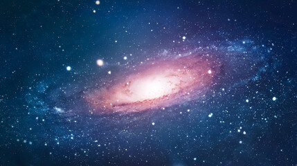 Space wallpaper with stars and spiral galaxy. Universe. Bright deep space. Stars and galaxies....