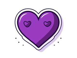 Doodle Purple Heart, cartoon sticker, sketch, vector, Illustration, minimalistic