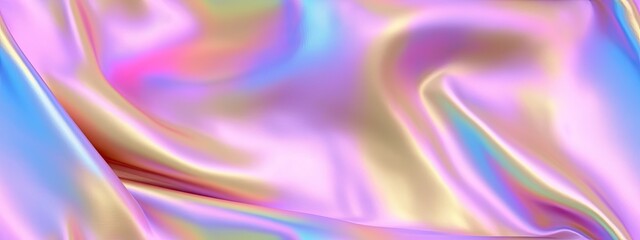 Fototapeta premium Seamless 80s holographic pink and blue frosted molten plastic plexiglass waves background texture. Trendy iridescent abstract neon webpunk or vaporwave aesthetic surreal wavy pattern