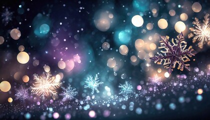scattered sparkles and bokeh lights, with space for text, background for screensaver.
