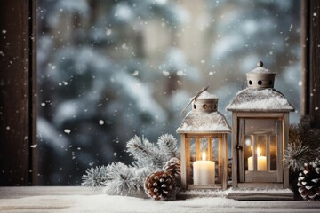 Christmas background with a lantern. Christmas background