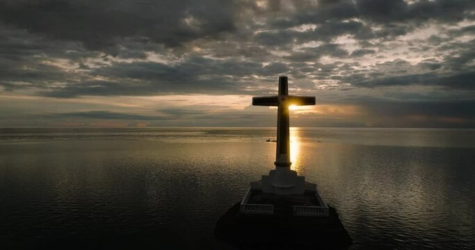 Sunken Cemetery in Camiguin Island. Sunset and clouds backgroud. Philippines.