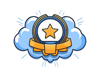 Doodle Air Medal, cartoon sticker, sketch, vector, Illustration, minimalistic