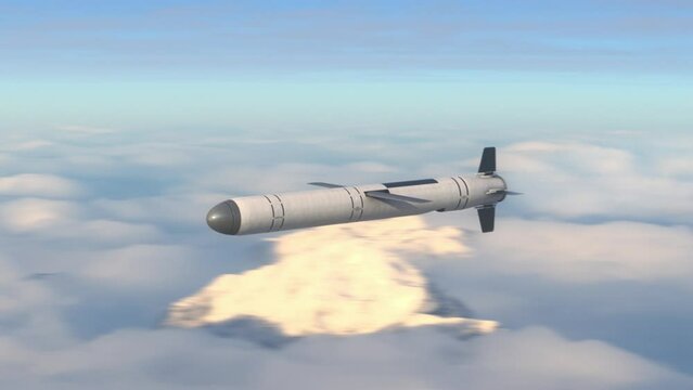 Launched Cruise Missile flying in the sky, 30 FPS.