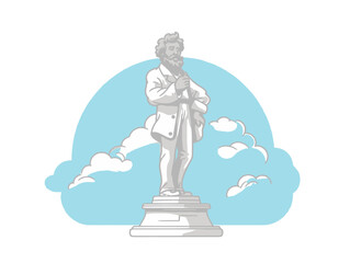 Doodle Seward statue, cartoon sticker, sketch, vector, Illustration, minimalistic