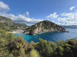 Fototapeta na wymiar Panorama von Paleokastritsa auf Korfu