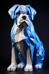 blue and white glass statue of a dog - obrazy, fototapety, plakaty