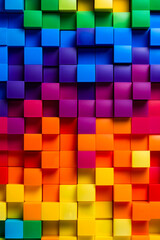 Colorful background with squares and squares of different colors and sizes.
