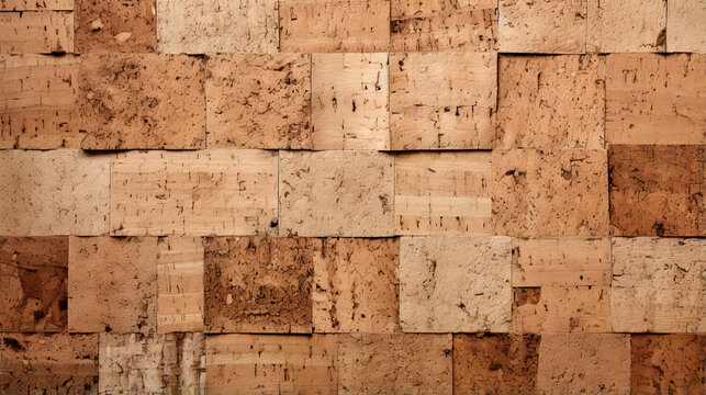Wooden cork background in the style of rustic abstraction.