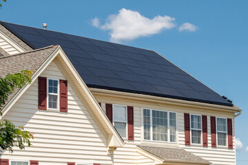 solar photovoltaic panels on a house roof