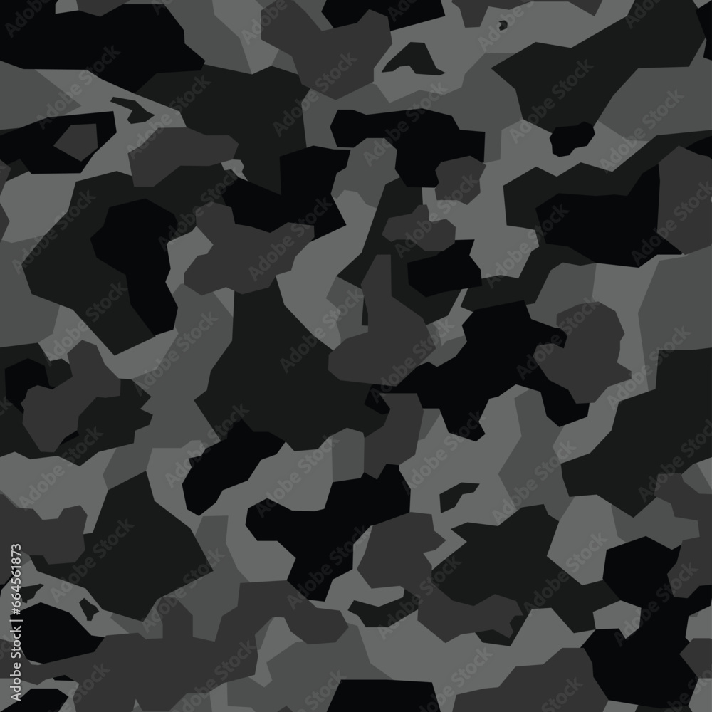 Wall mural Seamless camouflage pattern. Military camo of spots. Print on fabric on paper. Vector illustration