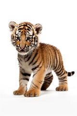 Baby Ussuri tiger on a white background