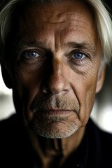 Fototapeta premium Close-up dark portrait of an experienced man with gray hair
