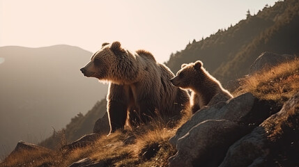 A Mother's Love: Bear and Cub in the Mountain Wilderness