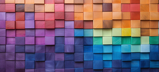 Wooden Color Blocks Painted with Rainbow Hues - obrazy, fototapety, plakaty